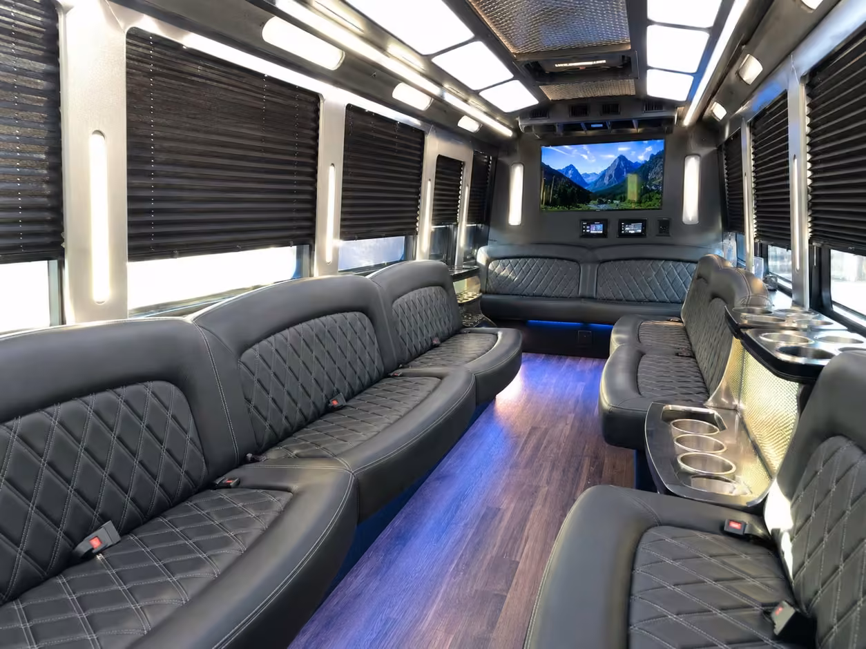 25 passenger party bus inside